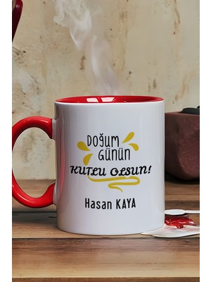 Hedizu Kişiye Özel Doğum Günü Hediyesi Kupa Bardak Kırmızı Anneye Babaya Arkadaşa Kardeşe Hediye