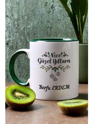 Hedizu Kişiye Özel Nice Mutlu Yıllara Kupa Bardak Yeşil Yılbaşı Hediyesi