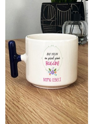 Hedizu Kişiye Özel Doğum Günü Hediyesi Kupa Bardak T Kulplu Lacivert Yılın En Güzel Günü