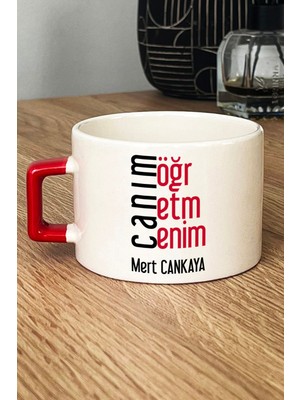 Hedizu Kişiye Özel Öğretmenler Günü Hediyesi Lüks Fincan Kırmızı Erkek Öğretmen