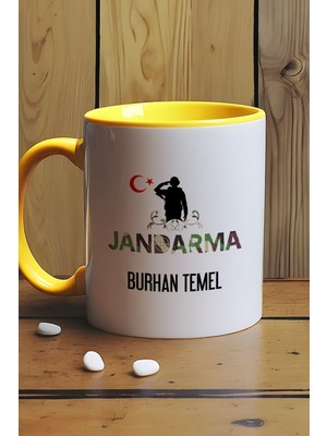Hedizu Kişiye Özel Jandarma Asker Kupa Bardak Sarı Jandarmalar Günü Hediyesi