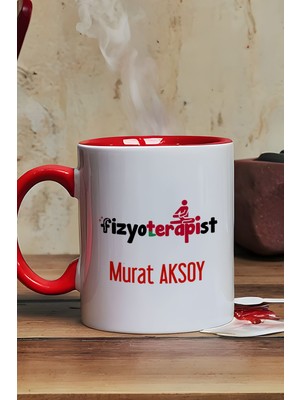 Hedizu Kişiye Özel Fizyoterapist Kupa Bardak Kırmızı Isme Özel Tıp Bayramı Hediyeleri
