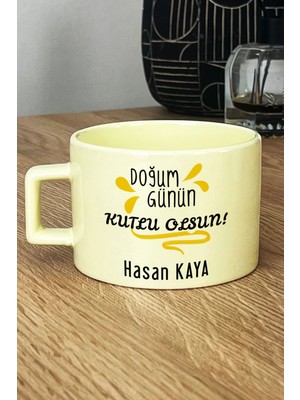 Hedizu Kişiye Özel Doğum Günü Hediyesi Pastel Fincan Sarı Anneye Babaya Arkadaşa Kardeşe Hediye