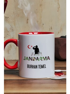 Hedizu Kişiye Özel Jandarma Asker Kupa Bardak Kırmızı Jandarmalar Günü Hediyesi