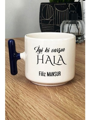 Hedizu Kişiye Özel Iyi Ki Varsın Hala Kupa Bardak T Kulplu Lacivert Doğum Günü Hediyesi