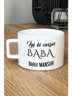 Hedizu Kişiye Özel Iyi Ki Varsın Baba Lüks Fincan Beyaz  Babalar Günü Hediyesi