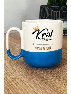 Hedizu Kişiye Özel Kral Babam Pro Kupa Bardak Mavi Babaya Doğum Günü Hediyesi