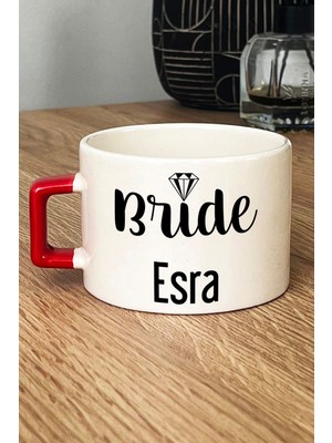 Hedizu Kişiye Özel Bride Lüks Fincan Kırmızı Söz Nişan Düğün Hediyesi