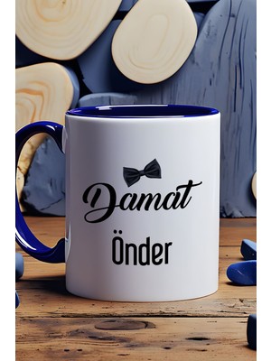 Hedizu Kişiye Özel Damat Kupa Bardak Lacivert Düğün Nişan Söz Hediyesi