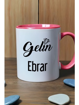 Hedizu Kişiye Özel Gelin Kupa Bardak Pembe Nişan Düğün Söz Isteme Hediyesi