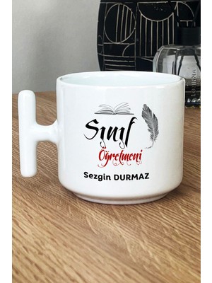 Hedizu Kişiye Özel Erkek Sınıf Öğretmeni Kupa Bardak T Kulplu Beyaz Öğretmenler Günü Hediyesi