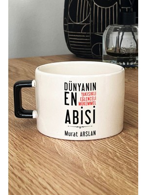 Hedizu Kişiye Özel Abi Lüks Fincan Siyah Ağabeye Babalar Günü Hediyesi