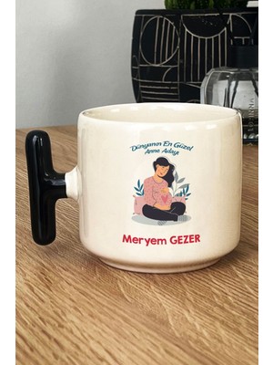Hedizu Kişiye Özel Hamile Anne Adayı Kupa Bardak T Kulplu Siyah Anneler Günü Hediyesi