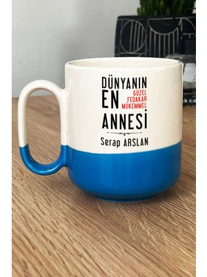 Hedizu Kişiye Özel Anneye Hediye Pro Kupa Bardak Mavi Annelere Doğum Günü Hediyesi