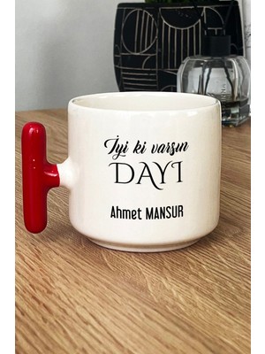 Hedizu Kişiye Özel Iyi Ki Varsın Dayı Kupa Bardak T Kulplu Kırmızı Doğum Günü Hediyesi