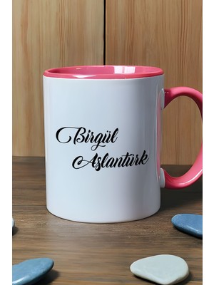 Hedizu Kişiye Özel Isim Soyisim Yazılı Kupa Bardak Pembe Isme Özel Hediye