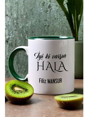 Hedizu Kişiye Özel Iyi Ki Varsın Hala Kupa Bardak Yeşil Doğum Günü Hediyesi