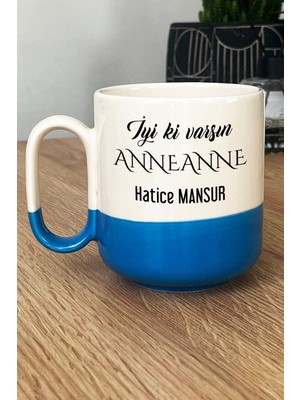 Hedizu Kişiye Özel Iyi Ki Varsın Anneanne Pro Kupa Bardak Mavi Anneler Günü Hediyesi