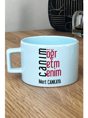 Hedizu Kişiye Özel Öğretmenler Günü Hediyesi Pastel Fincan Mavi Erkek Öğretmen