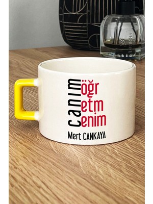 Hedizu Kişiye Özel Öğretmenler Günü Hediyesi Lüks Fincan Sarı Erkek Öğretmen