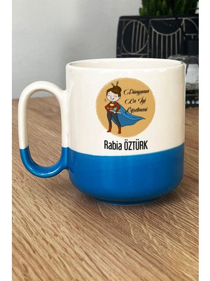 Hedizu Kişiye Özel Kadın Öğretmenler Günü Hediyesi Pro Kupa Bardak Mavi