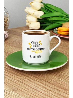 Hedizu Kişiye Özel Doğum Günü Hediyesi Türk Kahvesi Fincanı Yeşil Anneye Babaya Arkadaşa Kardeşe Hediye
