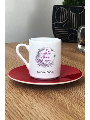 Hedizu Kişiye Özel En Mükemmel Anne Adayı Türk Kahvesi Fincanı Kırmızı Hamileye Hediye