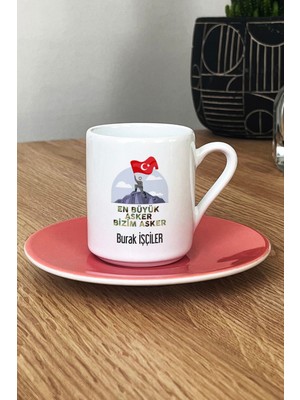 Hedizu Kişiye Özel En Büyük Asker Türk Kahvesi Fincanı Pembe Askere Hediye