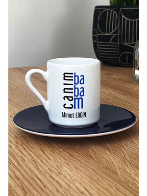 Hedizu Kişiye Özel Canım Babam Türk Kahvesi Fincanı Lacivert Babalar Günü Doğum Günü Hediyesi