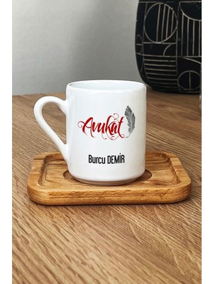 Hedizu Kişiye Özel Avukat Türk Kahvesi Fincanı Ahşap Altlıklı Avukatlar Günü Hediyesi
