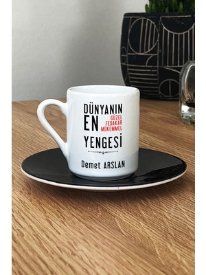 Hedizu Kişiye Özel Dünyan En Güzel Yengesi Türk Kahvesi Fincanı Siyah Yengeye Doğum Günü Hediyesi