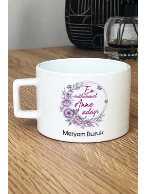 Hedizu Kişiye Özel En Mükemmel Anne Adayı Lüks Fincan Beyaz  Hamileye Hediye