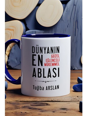 Hedizu Kişiye Özel Abla Kupa Bardak Lacivert Ablaya Doğum Günü Hediyesi