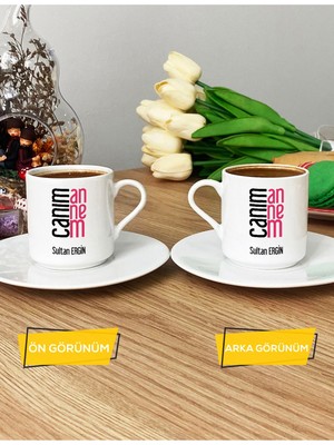 Hedizu Kişiye Özel Canım Annem Türk Kahvesi Fincanı Beyaz Anneler Günü Doğum Günü Hediyesi