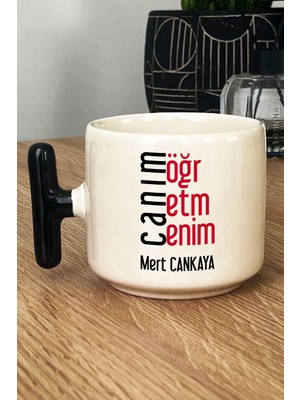 Hedizu Kişiye Özel Öğretmenler Günü Hediyesi Kupa Bardak T Kulplu Siyah Erkek Öğretmen