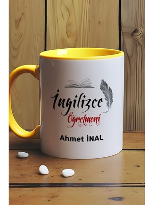 Hedizu Kişiye Özel Ingilizce Öğretmeni Kupa Bardak Sarı Öğretmenler Günü Hediyesi