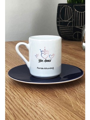 Hedizu Kişiye Özel Anneye Yılbaşı Hediyesi Türk Kahvesi Fincanı Lacivert Yılın Annesi