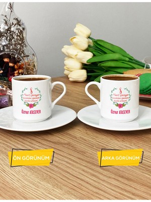 Hedizu Kişiye Özel 8 Mart Dünya Kadınlar Günü Hediyesi Türk Kahvesi Fincanı Beyaz