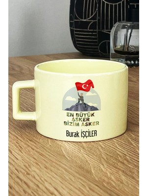 Hedizu Kişiye Özel En Büyük Asker Pastel Fincan Sarı Askere Hediye