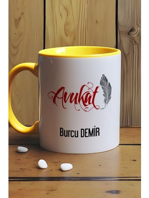 Hedizu Kişiye Özel Avukat Kupa Bardak Sarı Avukatlar Günü Hediyesi