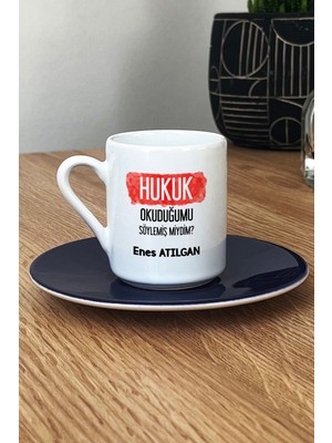 Hedizu Kişiye Özel Avukata Hediye Türk Kahvesi Fincanı Lacivert Hukuk Okuduğumu Söylemiş Miydim