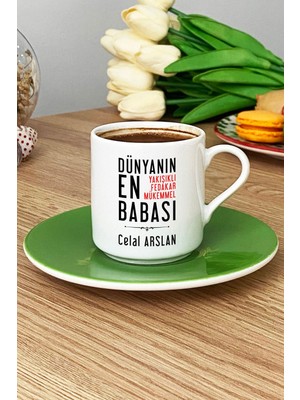 Hedizu Kişiye Özel Babaya Hediye Türk Kahvesi Fincanı Yeşil Babalara Doğum Günü Hediyesi