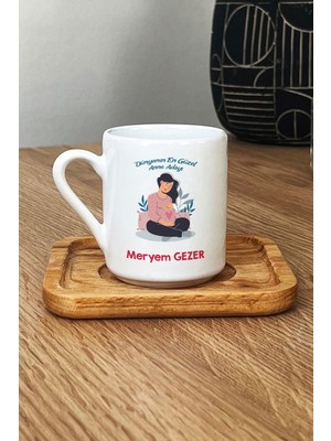 Hedizu Kişiye Özel Hamile Anne Adayı Türk Kahvesi Fincanı Ahşap Altlıklı Anneler Günü Hediyesi