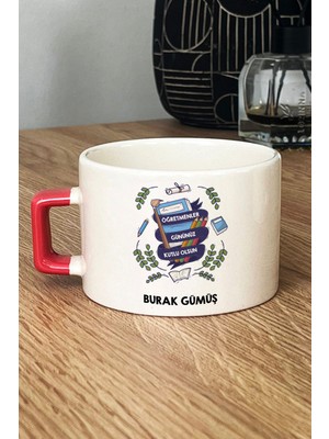 Hedizu Kişiye Özel Öğretmene Hediye Lüks Fincan Turuncu Öğretmenler Günü Hediyesi