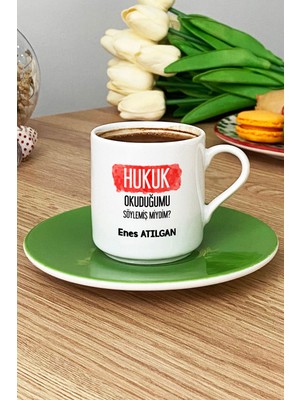 Hedizu Kişiye Özel Avukata Hediye Türk Kahvesi Fincanı Yeşil Hukuk Okuduğumu Söylemiş Miydim