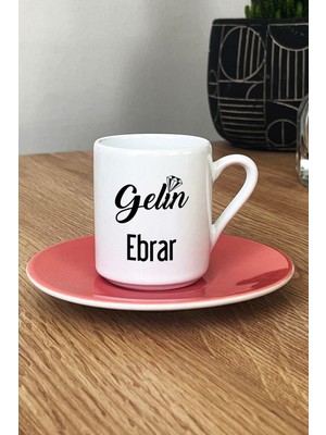 Hedizu Kişiye Özel Gelin Türk Kahvesi Fincanı Pembe Nişan Düğün Söz Isteme Hediyesi