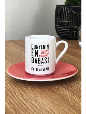 Hedizu Kişiye Özel Babaya Hediye Türk Kahvesi Fincanı Pembe Babalara Doğum Günü Hediyesi