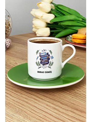 Hedizu Kişiye Özel Öğretmene Hediye Türk Kahvesi Fincanı Yeşil Öğretmenler Günü Hediyesi