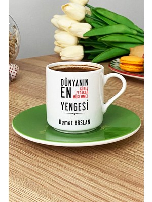 Hedizu Kişiye Özel Dünyan En Güzel Yengesi Türk Kahvesi Fincanı Yeşil Yengeye Doğum Günü Hediyesi