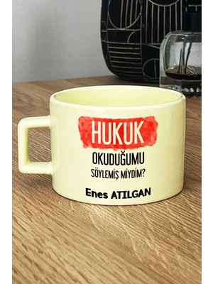 Hedizu Kişiye Özel Avukata Hediye Pastel Fincan Sarı Hukuk Okuduğumu Söylemiş Miydim